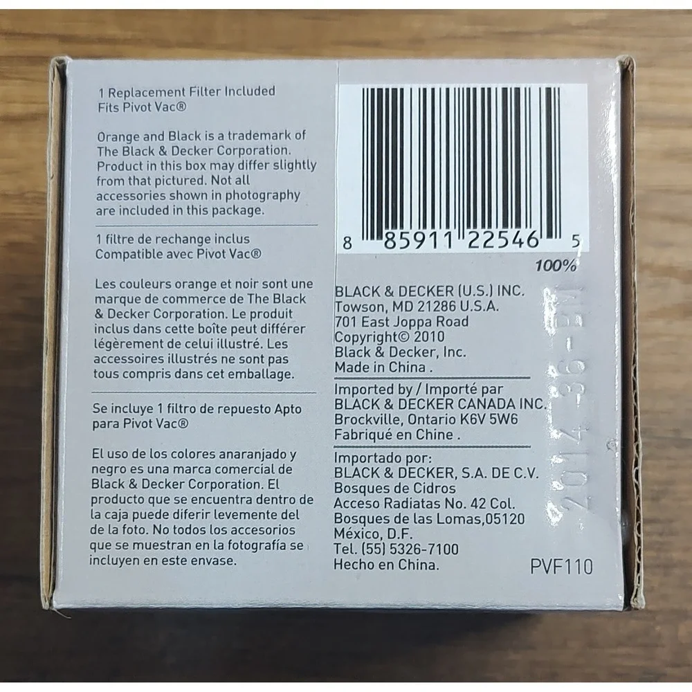 PVF110 Black & Decker Pivot Vac Filter for PHV1810 PHV1210 Brand New Sealed A16
